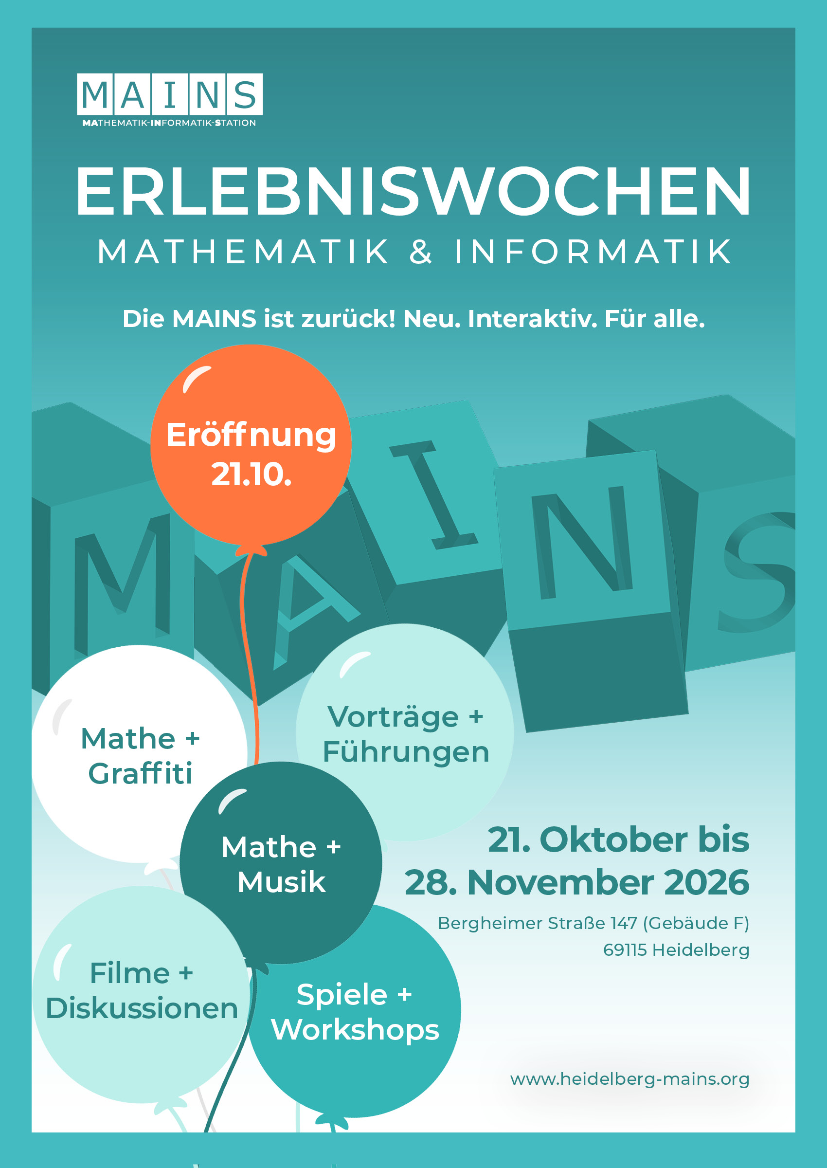 Plakat Erlebniswochen Mathematik & Informatik